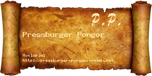 Pressburger Pongor névjegykártya